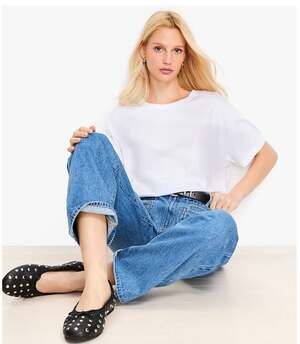 Bubble Hem Tee White Size L. Summer Essential